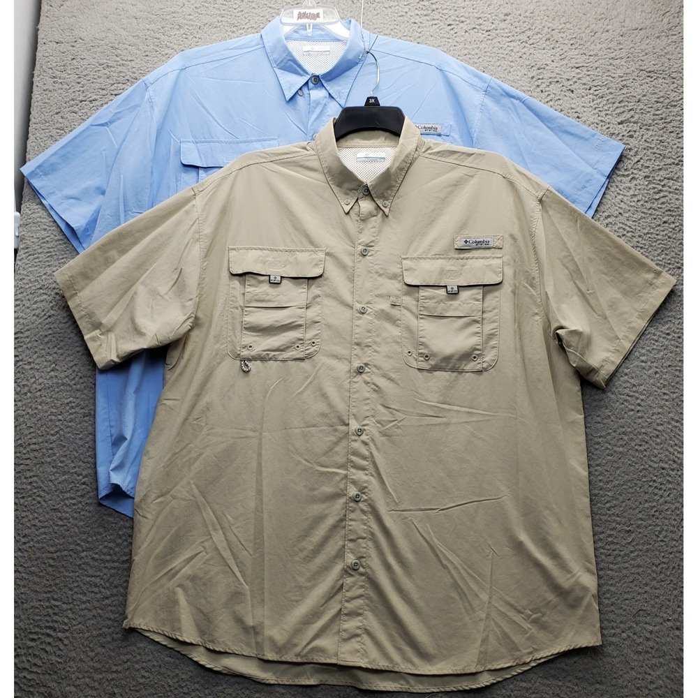 Lot of 2 Columbia PFG Fishing Shirt Mens XL Multi Collared Vented Omni-Shade EUC